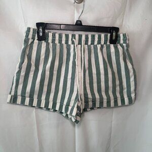 Forever 21 Green & White Vertical Stripe Shorts